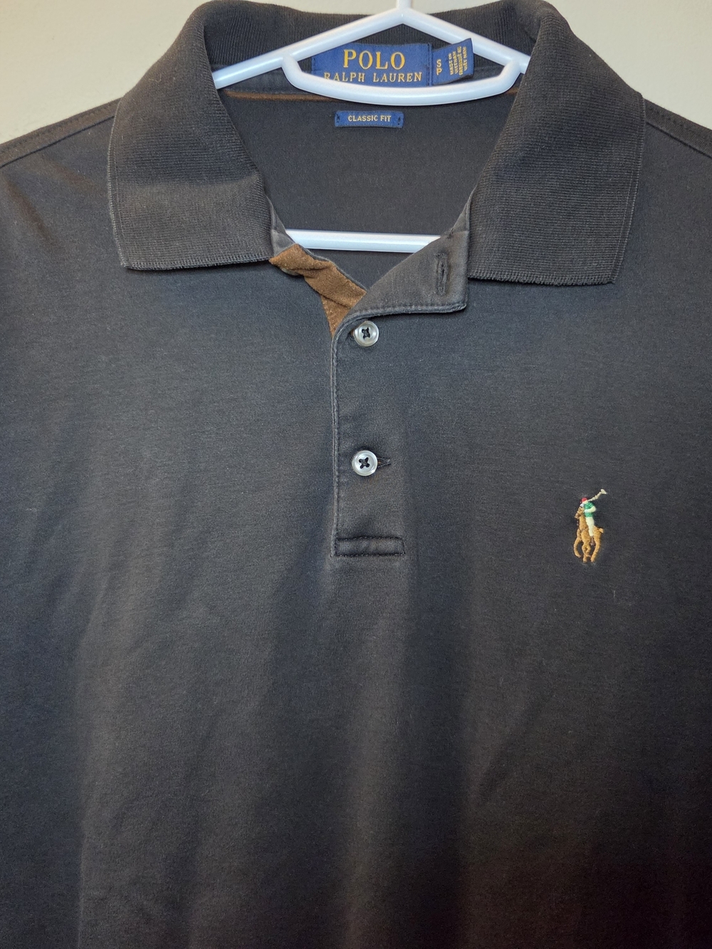 POLO Ralph Lauren Long Sleeve contrast under-placket Classic Fit Mens Small